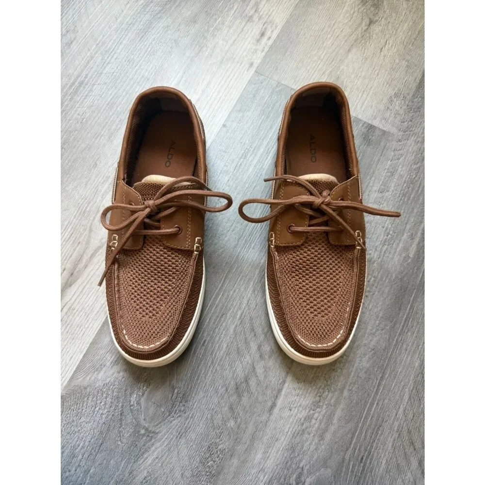 ALDO Men’s Brown White Knit Boat Shoes 8 Comfy Coastal